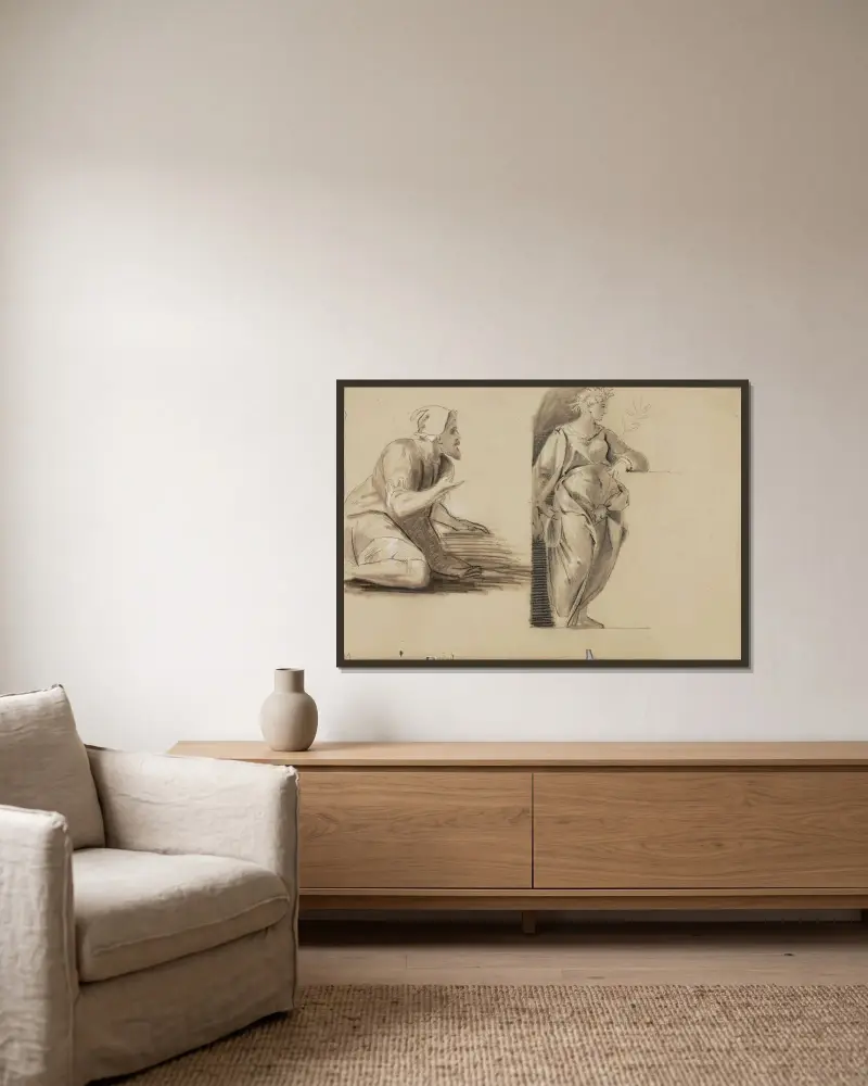 Figure Studies av Miner Kilbourne Kellogg inramad på en vägg