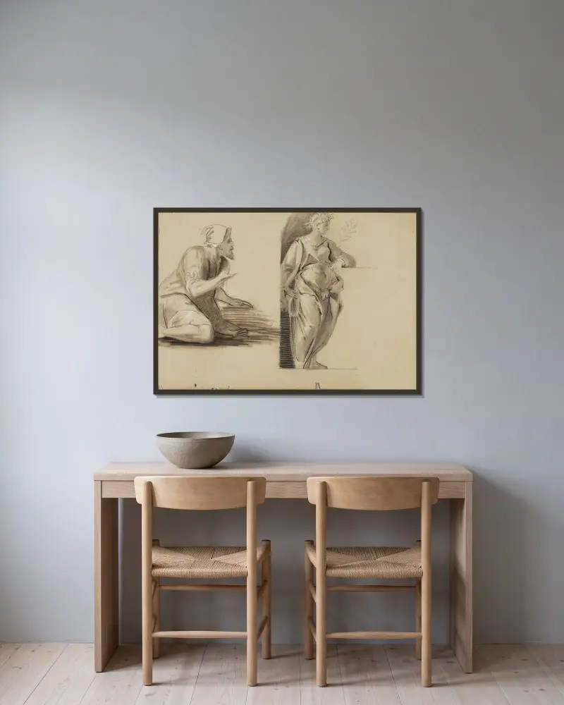 Figure Studies av Miner Kilbourne Kellogg inramad på en vägg