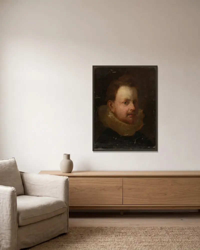 Gentlemans huvud efter Van Dyck av Miner Kilbourne Kellogg inramad på en vägg