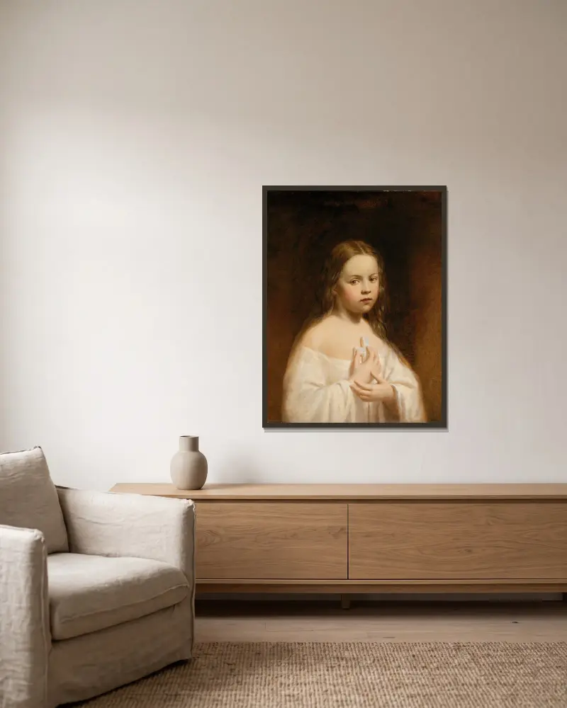 Portrait of Hiram Powers’ Daughter av Miner Kilbourne Kellogg inramad på en vägg