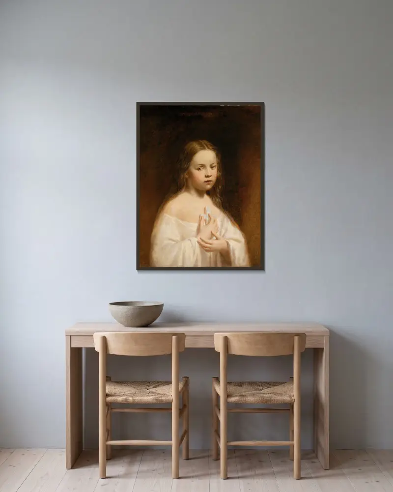 Portrait of Hiram Powers’ Daughter av Miner Kilbourne Kellogg inramad på en vägg