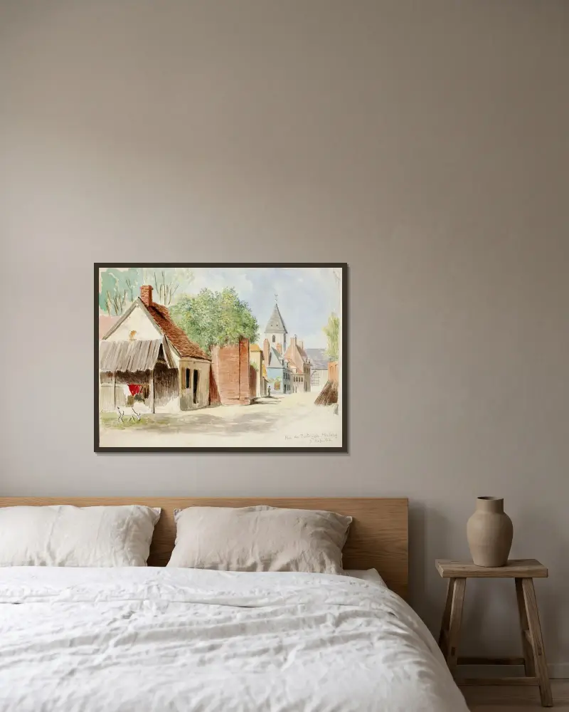 Rue du Puits Sale, St. Valery av Miner Kilbourne Kellogg inramad på en vägg