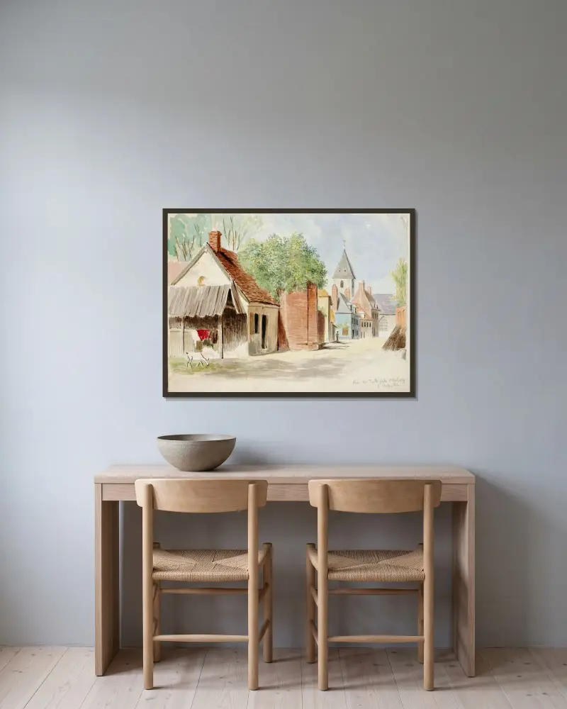 Rue du Puits Sale, St. Valery av Miner Kilbourne Kellogg inramad på en vägg