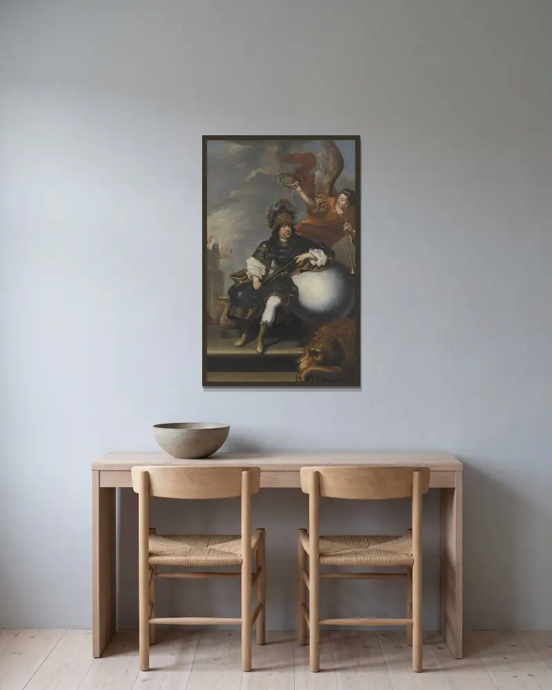 Karl X Gustav, 1622-1660 av David Klöcker Ehrenstrahl inramad på en vägg