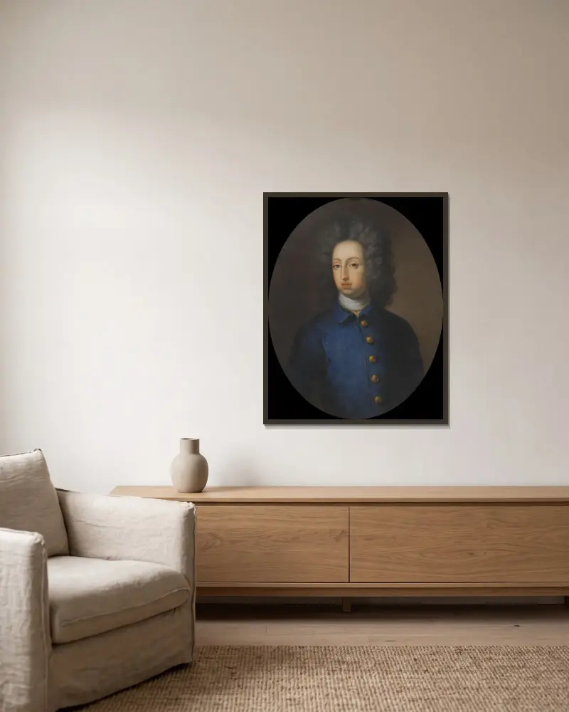 Karl XI, Sveriges konung av David Klöcker Ehrenstrahl inramad på en vägg