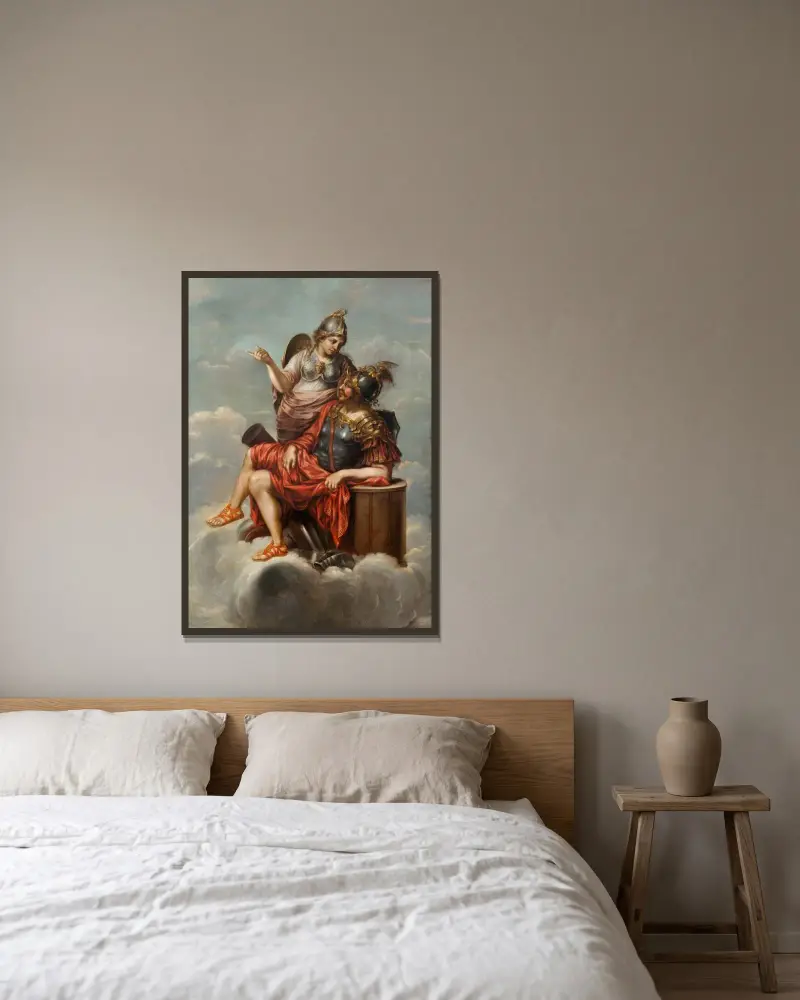 Mars und Minerva von David Klöcker Ehrenstrahl gerahmt an einer Wand