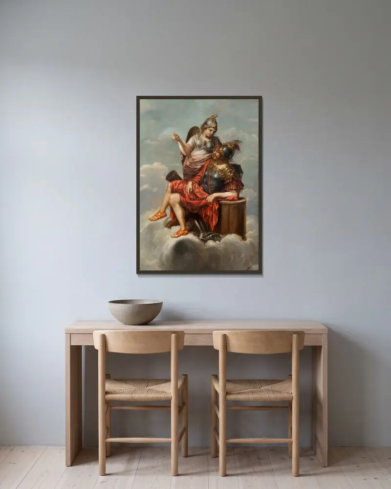 Mars und Minerva von David Klöcker Ehrenstrahl gerahmt an einer Wand