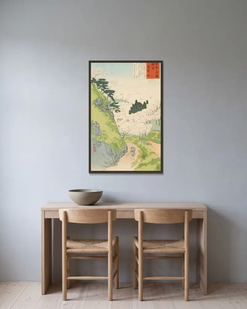 Mount Yoshino, Cherry Blossoms av Kobayashi Kiyochika inramad på en vägg
