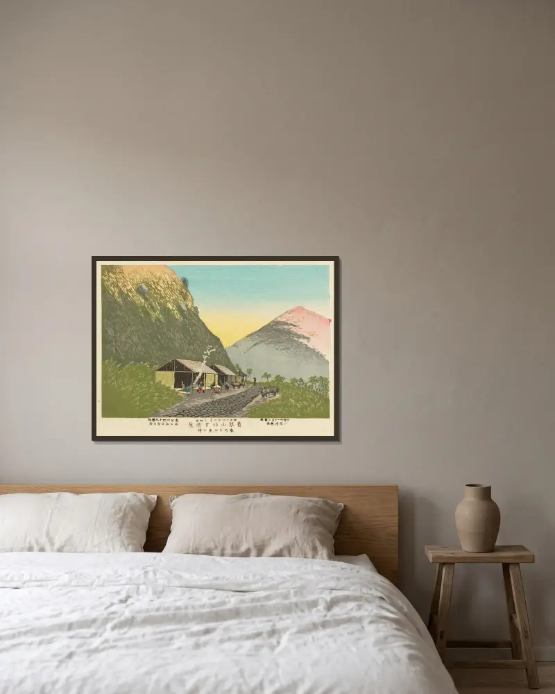 Słodki dom sake u stóp góry Hakone, godzina 18 pewnego wiosennego dnia, Kobayashi Kiyochika w ramie na ścianie