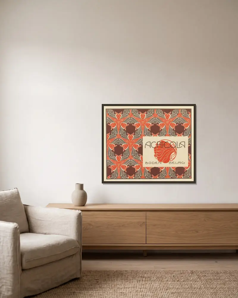 Acricola Bodenbelag (Acricola Floor Covering) av Koloman Moser inramad på en vägg