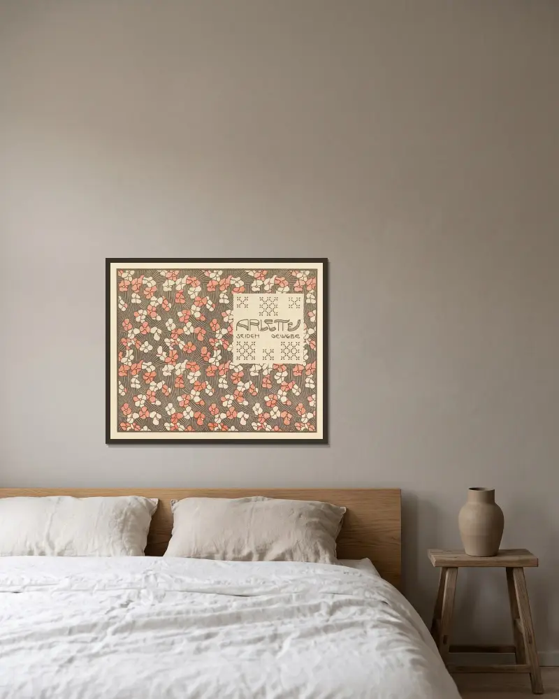 Arlette hedvábná tkanina, Koloman Moser v rámu na stěně