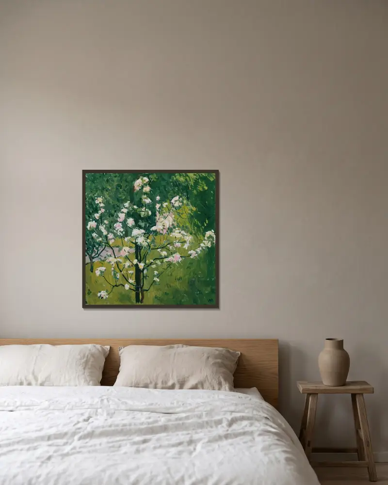 Blühendes Bäumchen von Koloman Moser gerahmt an einer Wand
