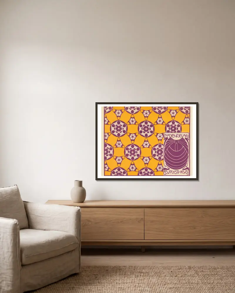 Bodenbelag Eurystheus von Koloman Moser gerahmt an einer Wand