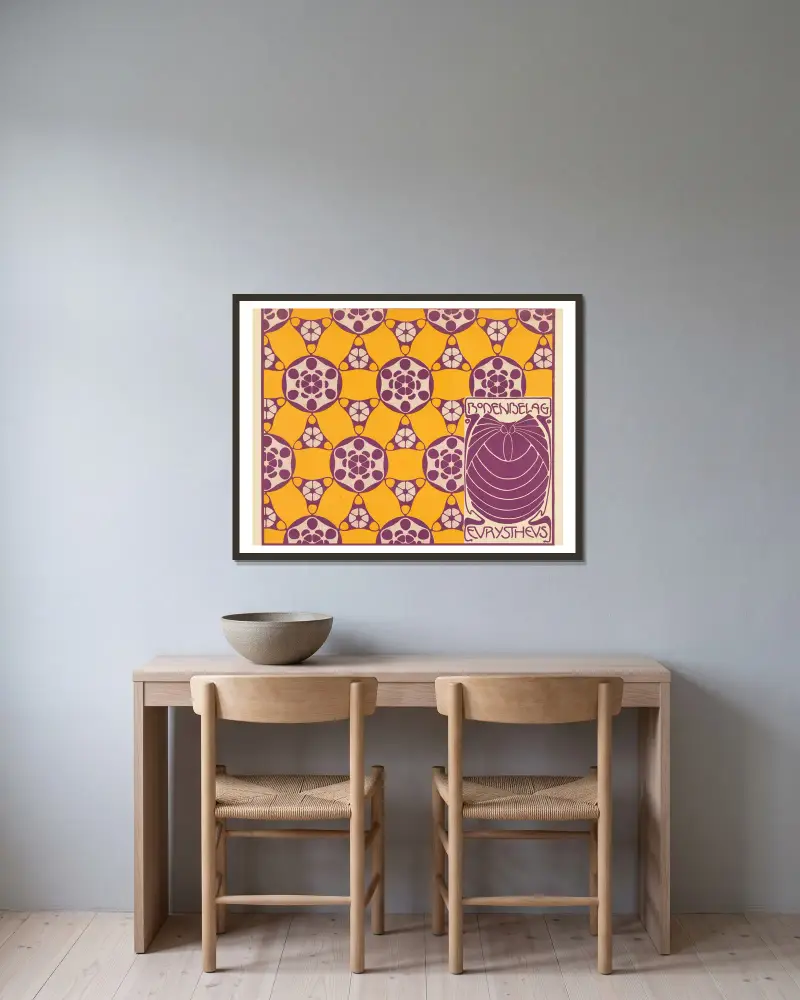 Bodenbelag Eurystheus von Koloman Moser gerahmt an einer Wand
