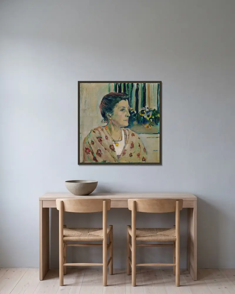 Charlotte Moser, Schwester des Künstlers av Koloman Moser inramad på en vägg