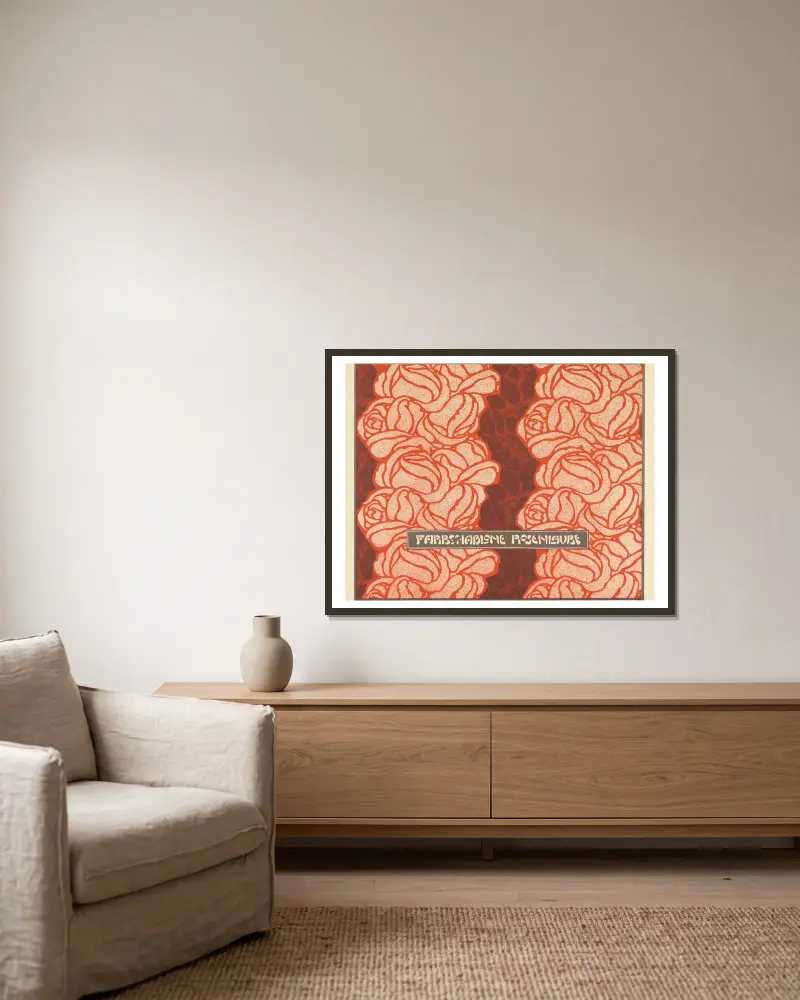 Rosenlaube (Farbschablone) von Koloman Moser gerahmt an einer Wand