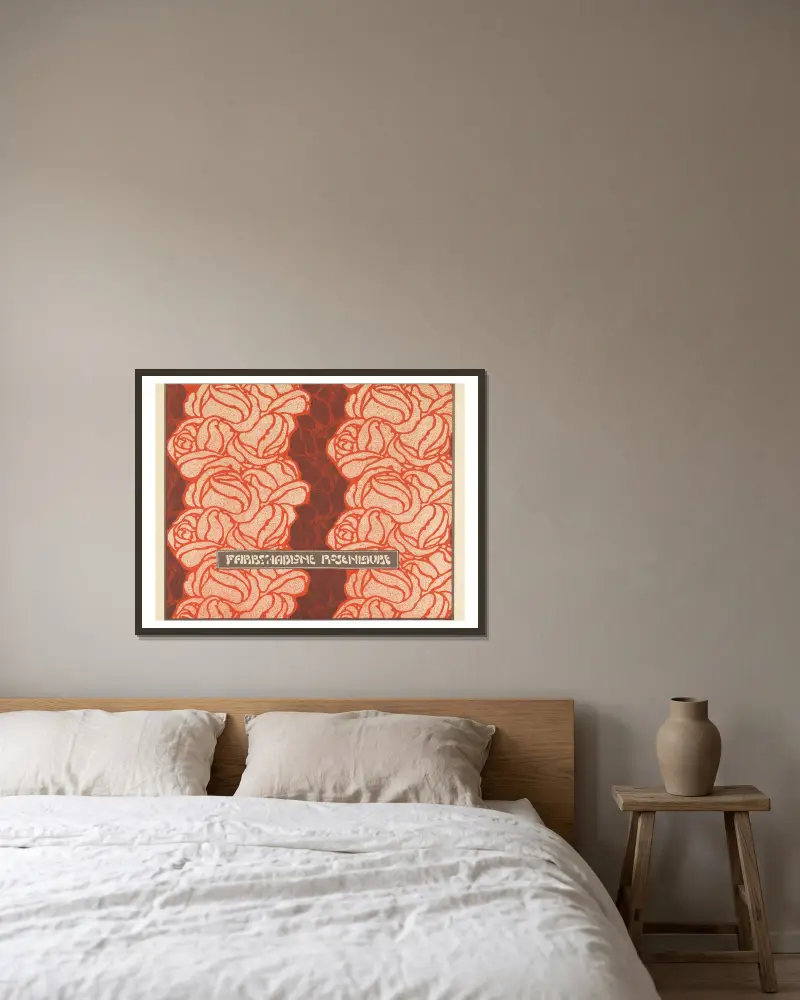 Rosenlaube (Farbschablone) von Koloman Moser gerahmt an einer Wand