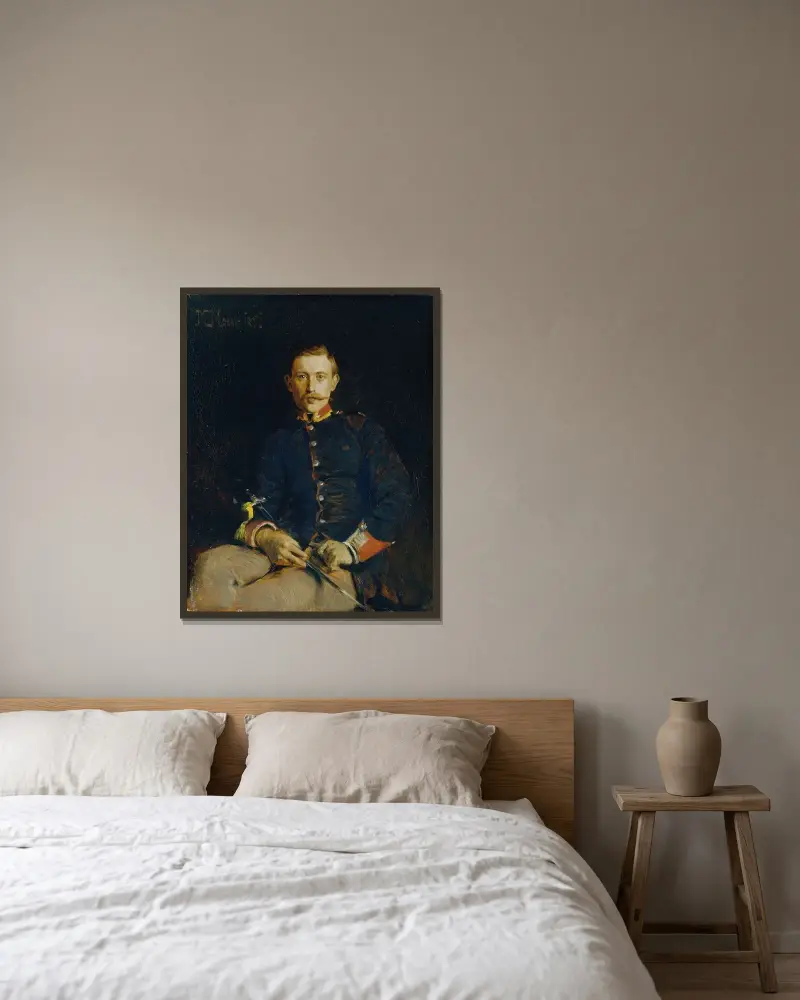 Franz Dangl in Uniform av Koloman Moser inramad på en vägg
