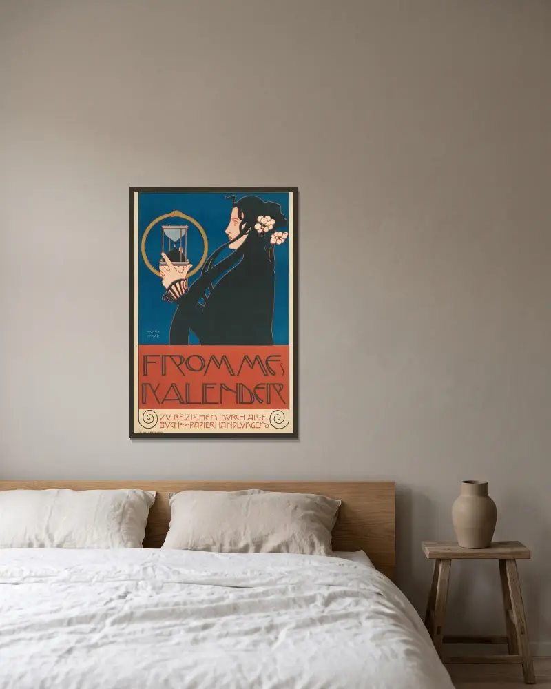 Frommes Kalender, 1899 – Nr. 2 von Koloman Moser gerahmt an einer Wand