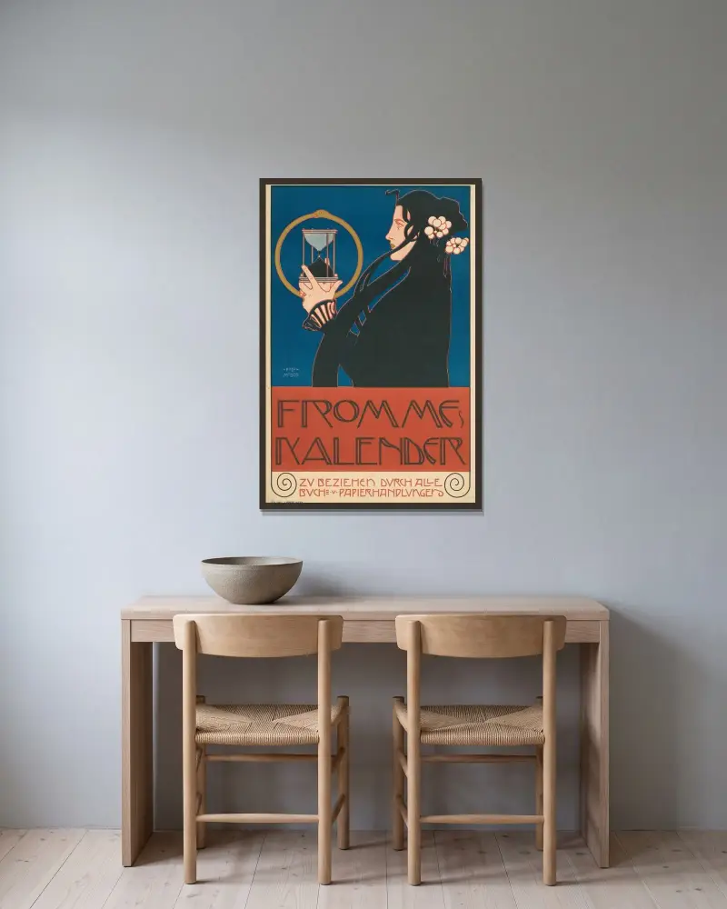Frommes Kalender, 1899 – Nr. 2 von Koloman Moser gerahmt an einer Wand