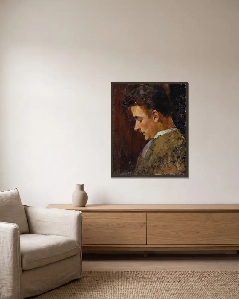 Jugendbildnis Rudolf Steindl, Schwager des Künstlers av Koloman Moser inramad på en vägg