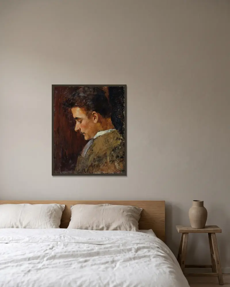 Jugendbildnis Rudolf Steindl, Schwager des Künstlers av Koloman Moser inramad på en vägg