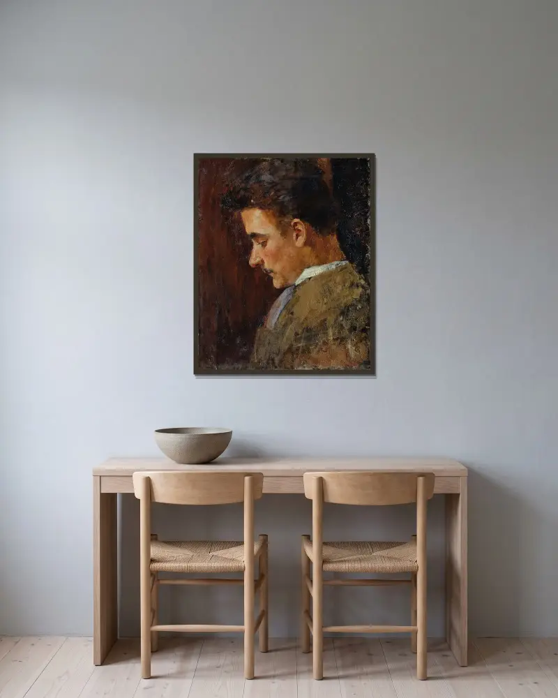 Jugendbildnis Rudolf Steindl, Schwager des Künstlers av Koloman Moser inramad på en vägg