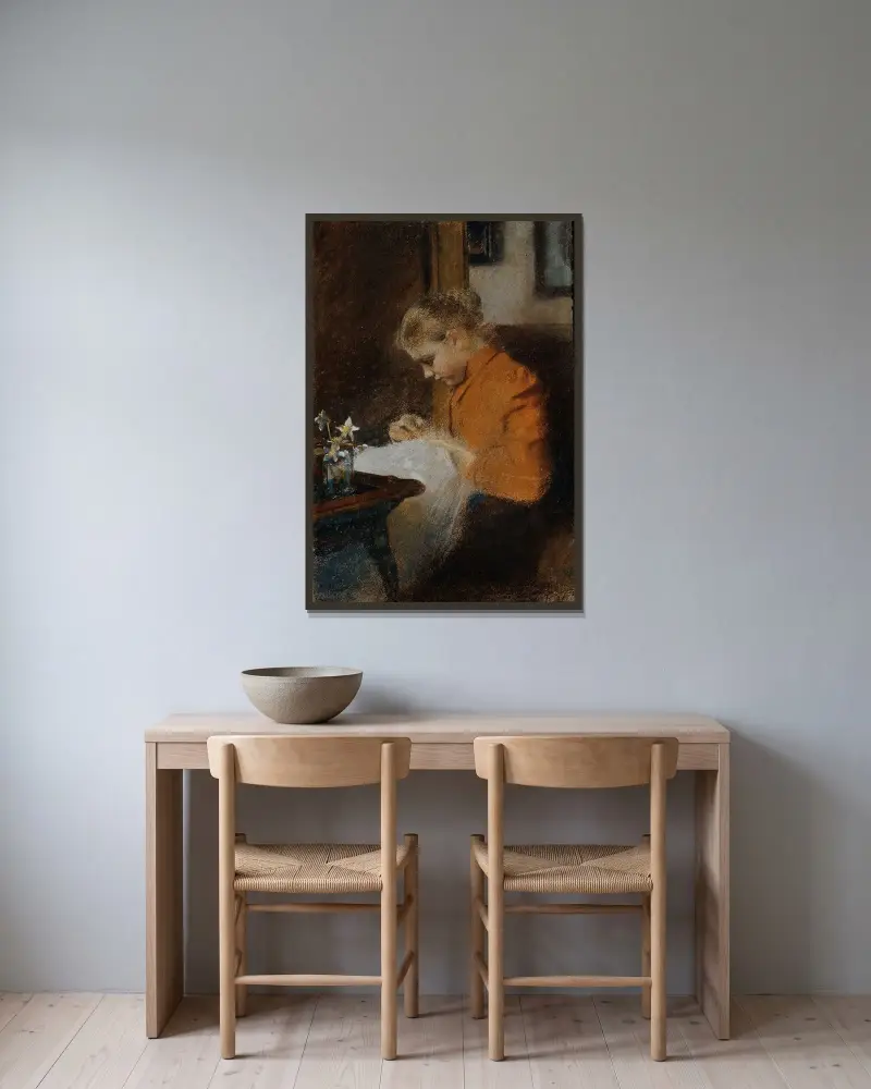 Leopoldine Steindl-Moser, Schwester des Künstlers av Koloman Moser inramad på en vägg