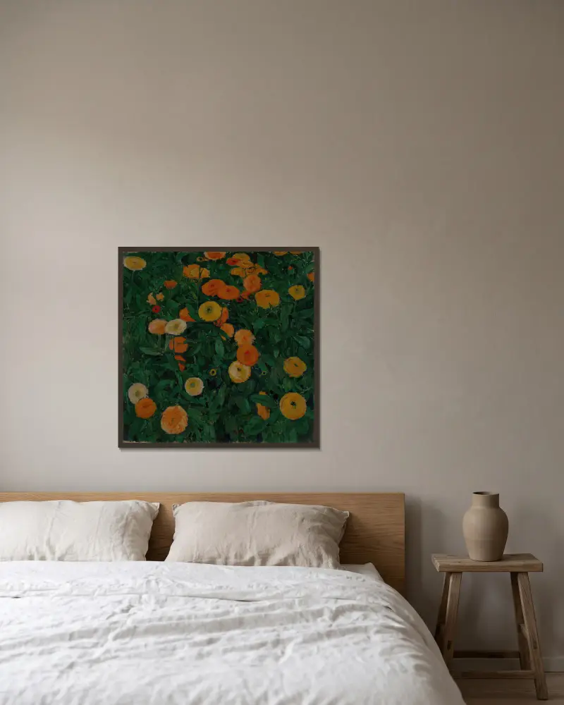 Ringelblumen von Koloman Moser gerahmt an einer Wand
