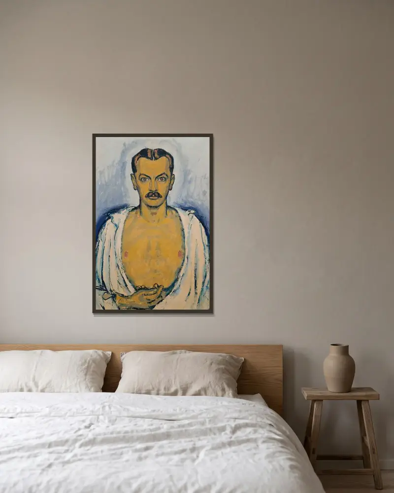 Selbstporträt von Koloman Moser gerahmt an einer Wand