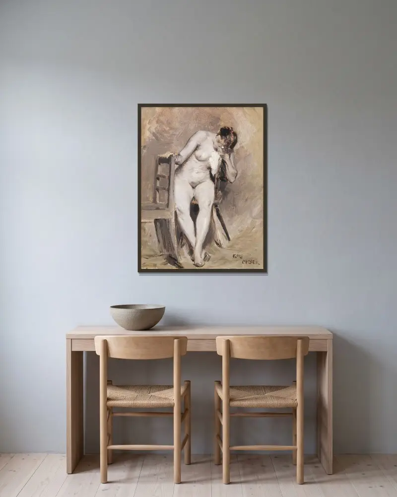 Weiblicher Akt im Atelier av Koloman Moser inramad på en vägg