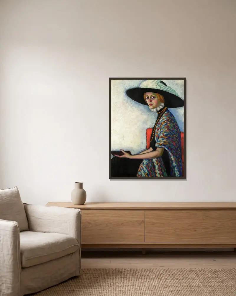 Porträt von Alide Asmus von Konrad Mägi gerahmt an einer Wand
