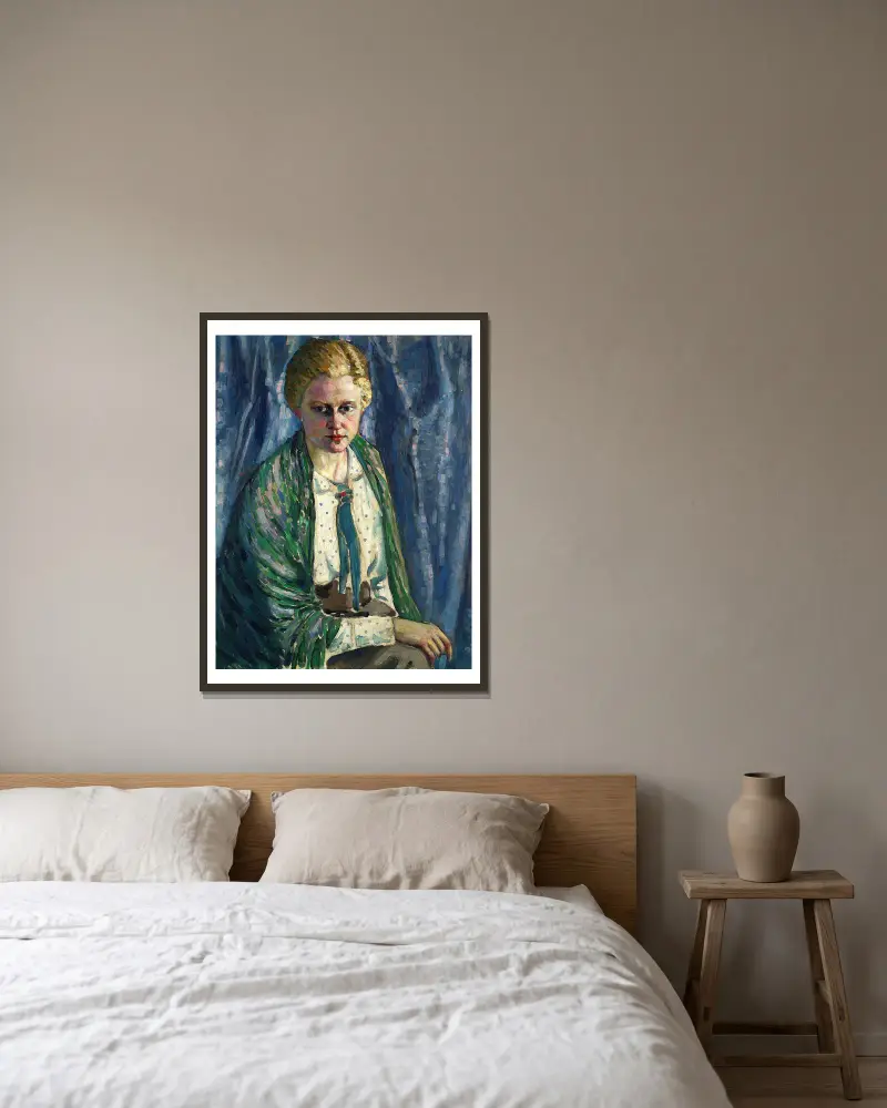 Alma Koskeli portree av Konrad Mägi inramad på en vägg