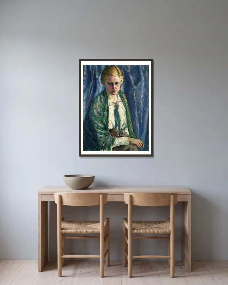 Alma Koskeli portree av Konrad Mägi inramad på en vägg