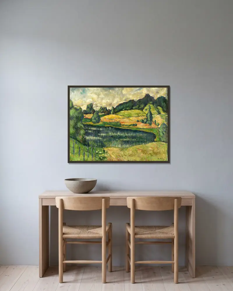 Landschaft aus Estland von Konrad Mägi gerahmt an einer Wand