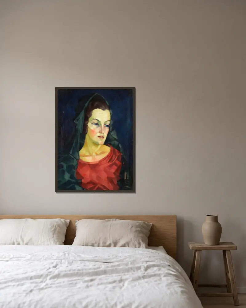 Porträt einer Frau (Ludmilla Allik), 1923 – Nr. 3 von Konrad Mägi gerahmt an einer Wand