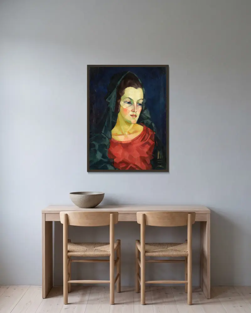 Porträt einer Frau (Ludmilla Allik), 1923 – Nr. 3 von Konrad Mägi gerahmt an einer Wand