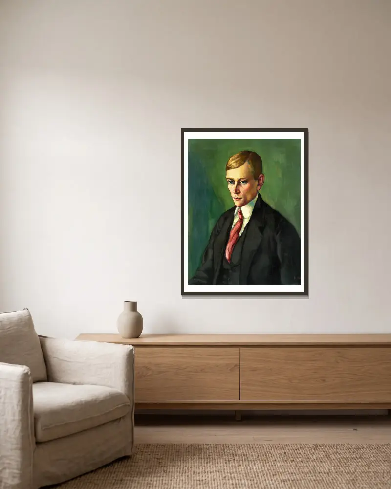 Portrait of a Man av Konrad Mägi inramad på en vägg