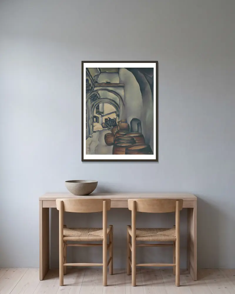 Hof in Košice von Konštantín Bauer gerahmt an einer Wand