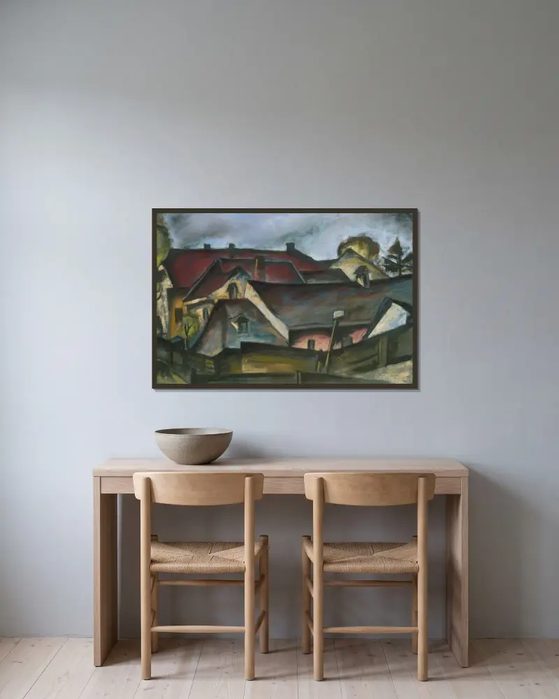 Kosices tak av Konštantín Bauer inramad på en vägg