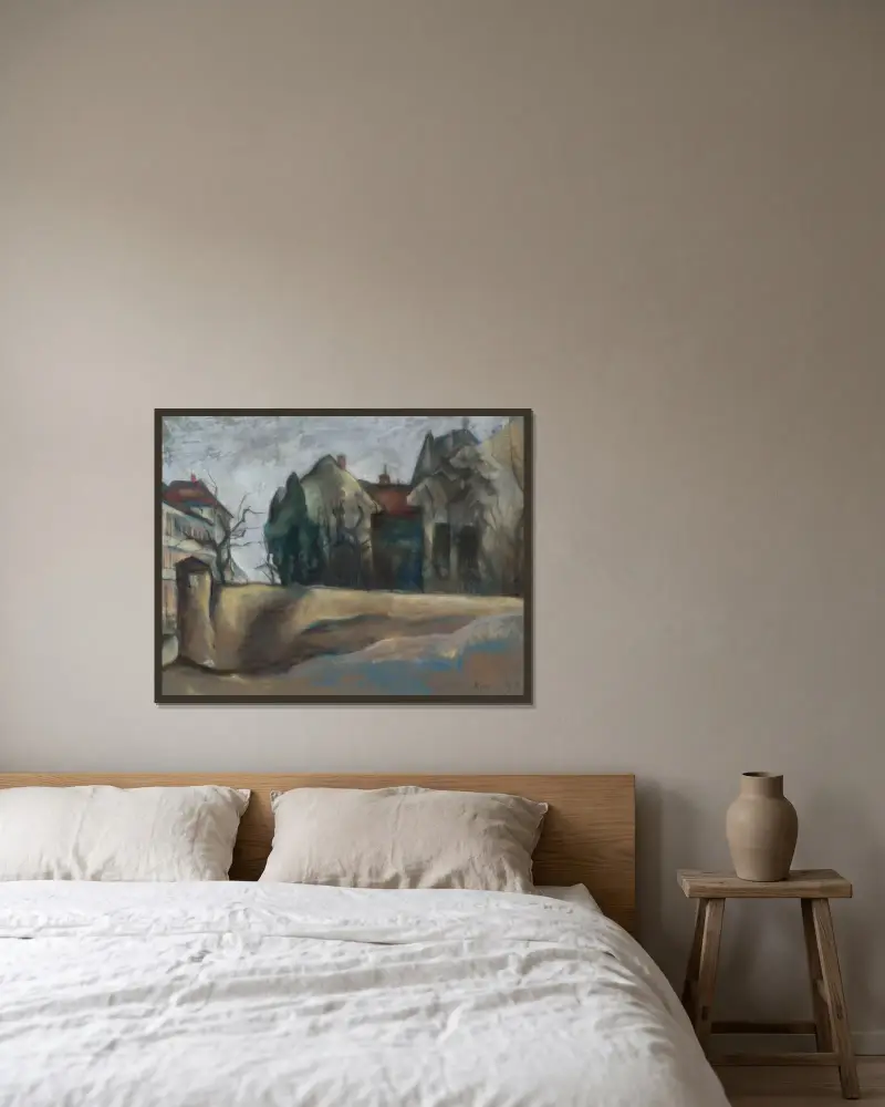 Motiv från Košice av Konštantín Bauer inramad på en vägg