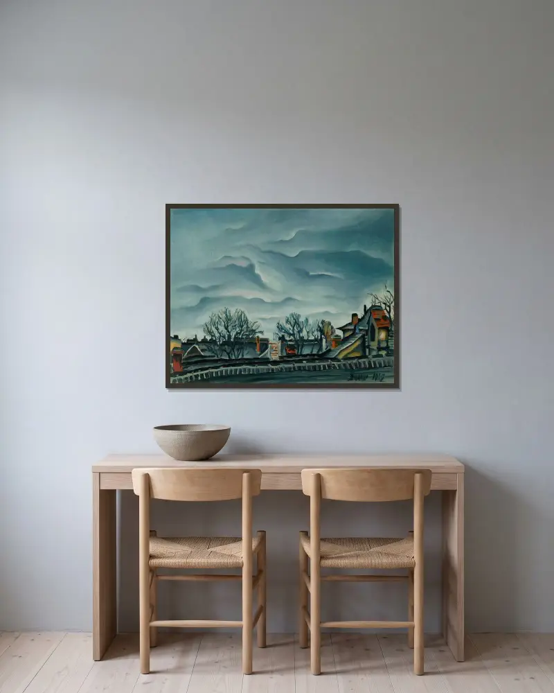 I utkanten av staden av Konštantín Bauer inramad på en vägg