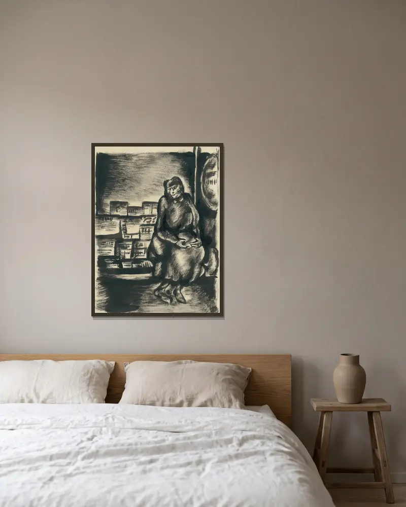 Žena na ulici av Konštantín Bauer inramad på en vägg