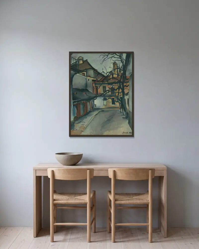 Aus dem alten Košice von Konštantín Bauer gerahmt an einer Wand