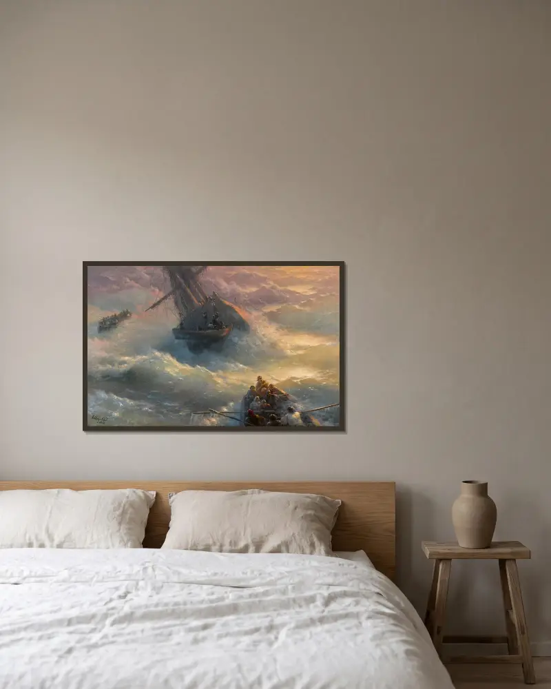 Das Verlassen des Schiffes von Ivan Konstantinovich Aivazovsky gerahmt an einer Wand