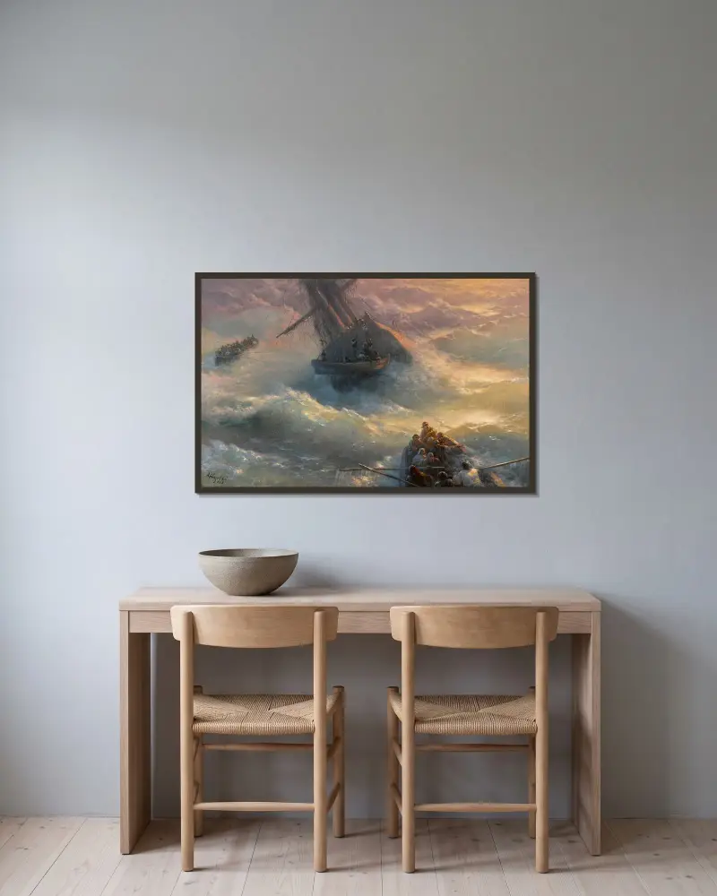 Das Verlassen des Schiffes von Ivan Konstantinovich Aivazovsky gerahmt an einer Wand