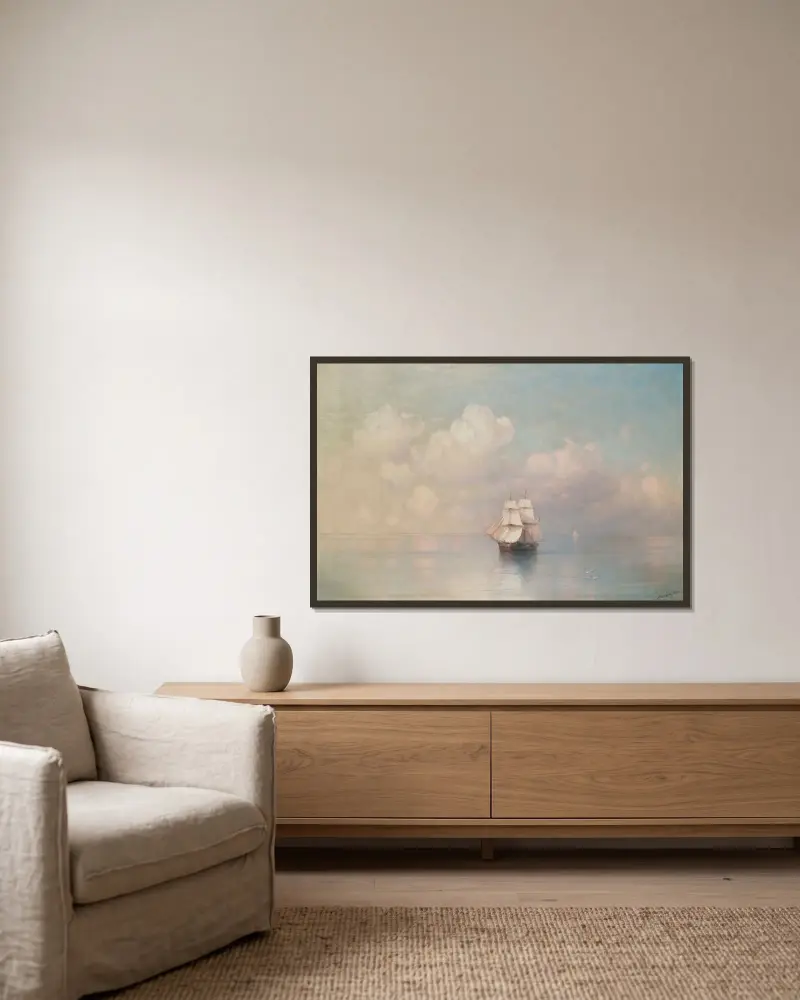 Ruhige See von Ivan Konstantinovich Aivazovsky gerahmt an einer Wand