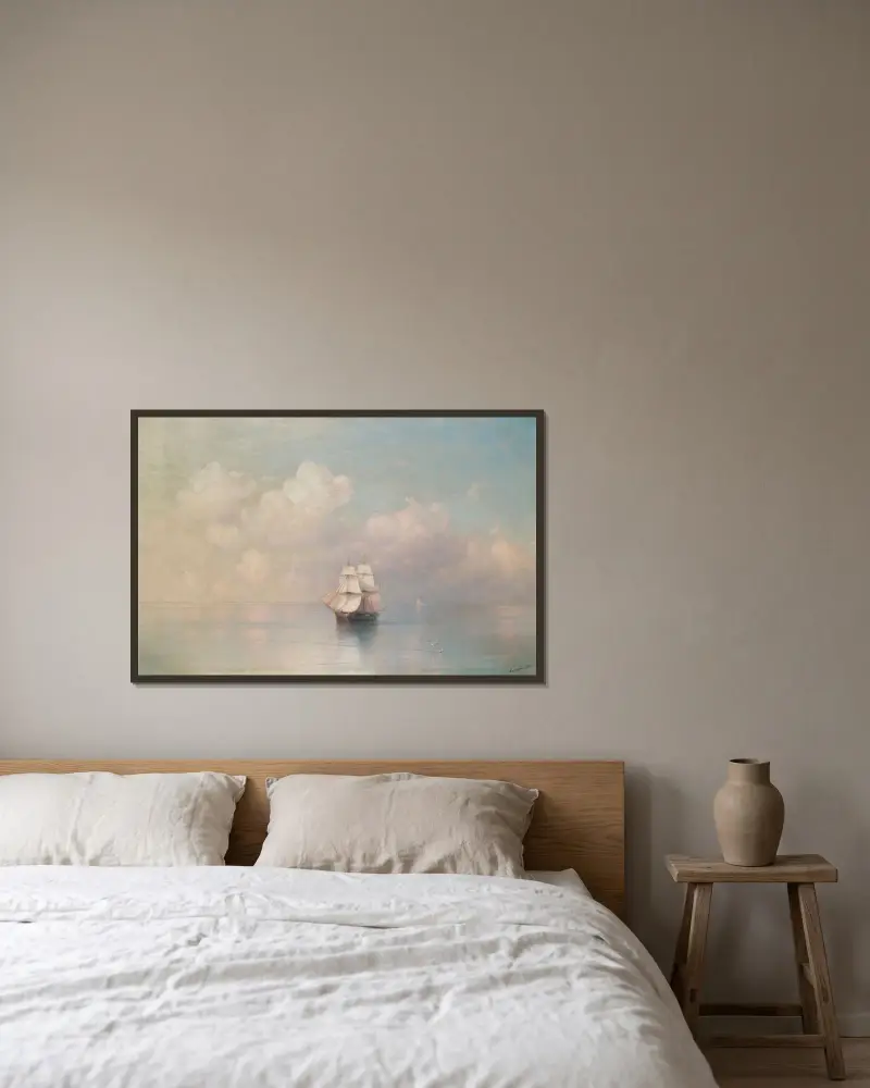Ruhige See von Ivan Konstantinovich Aivazovsky gerahmt an einer Wand