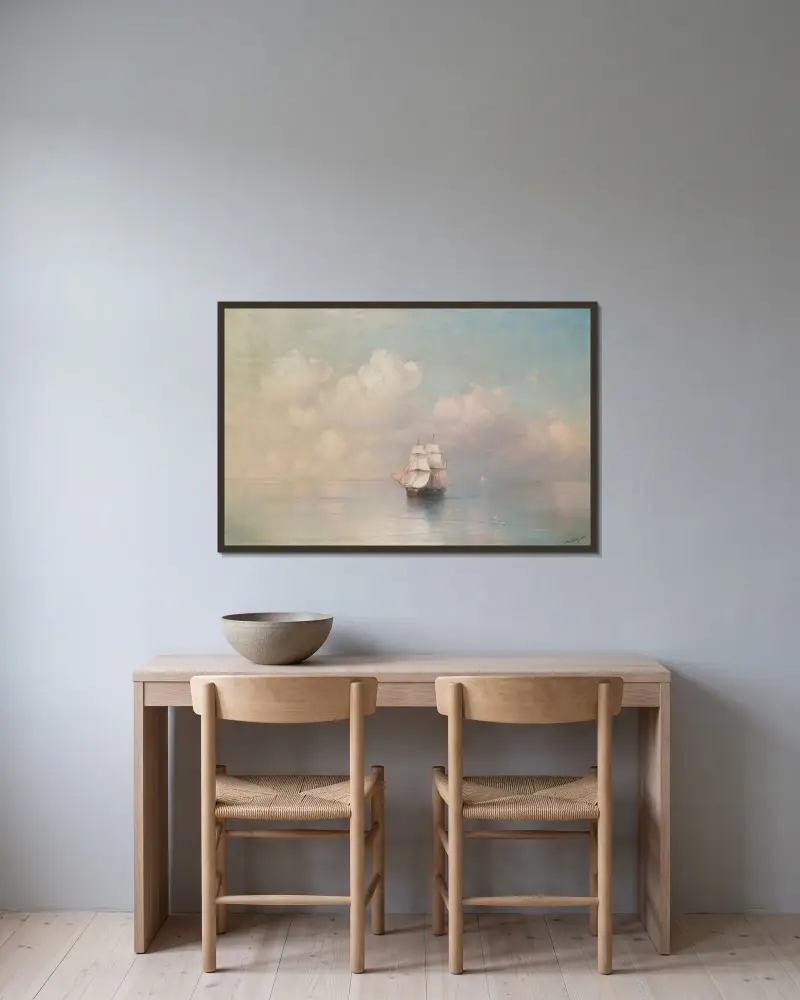 Ruhige See von Ivan Konstantinovich Aivazovsky gerahmt an einer Wand