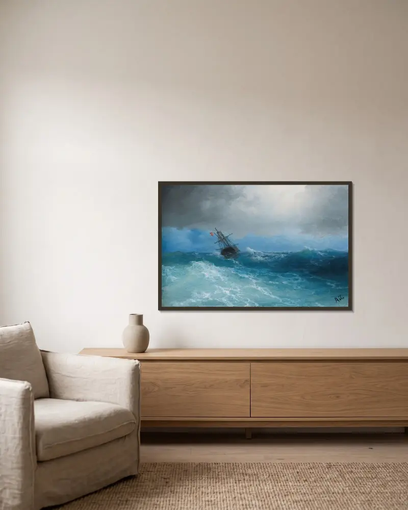 Blížící se bouře, Ivan Konstantinovich Aivazovsky v rámu na stěně